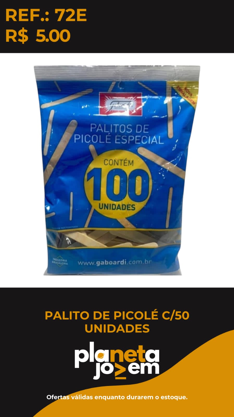Palito De Picolé C/50